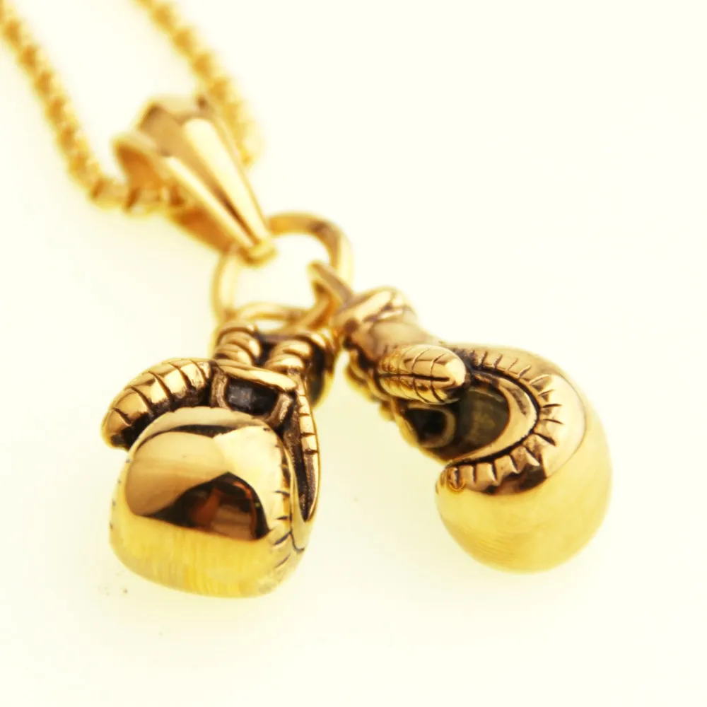Pendant Necklaces 2pcs/set Mens Unisex Stainless Steel Sier Color/gold Black Boxing Gloves Necklace Sport Colar Jewelry_voghion.com