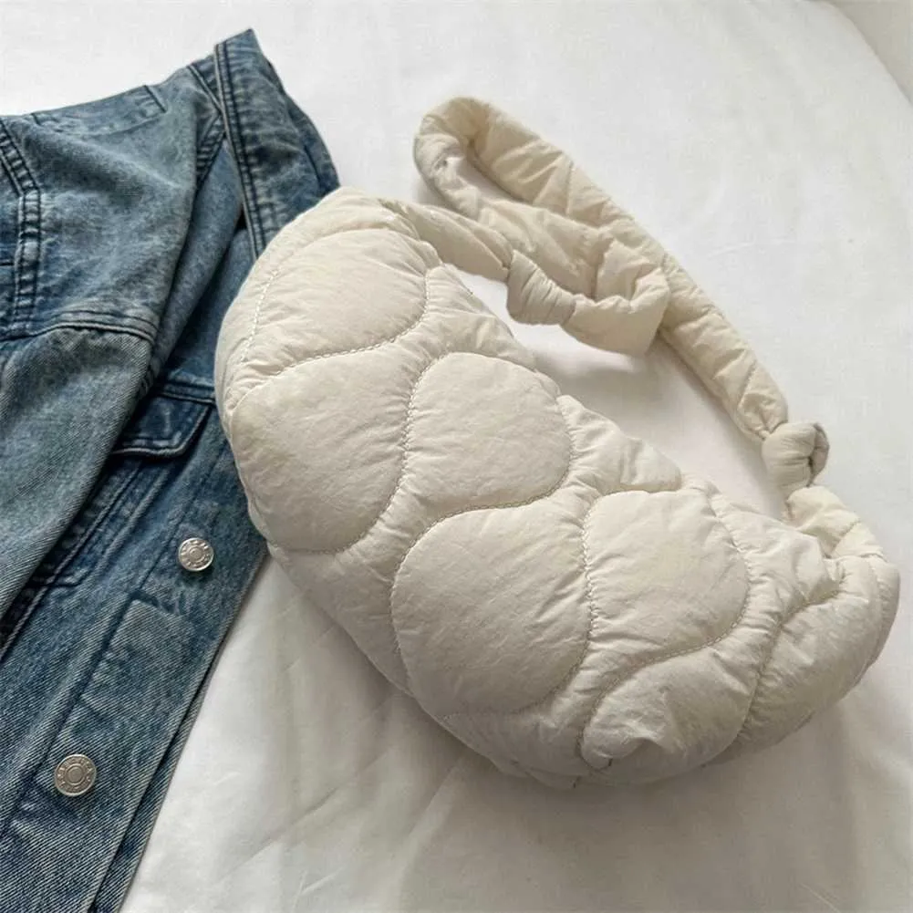 Puffer Shoulder For Women Soft Down Cotton Padded Tote Handbag Purse Quilted Cross Body Bag Solid Color Pillow Shopper_voghion.com