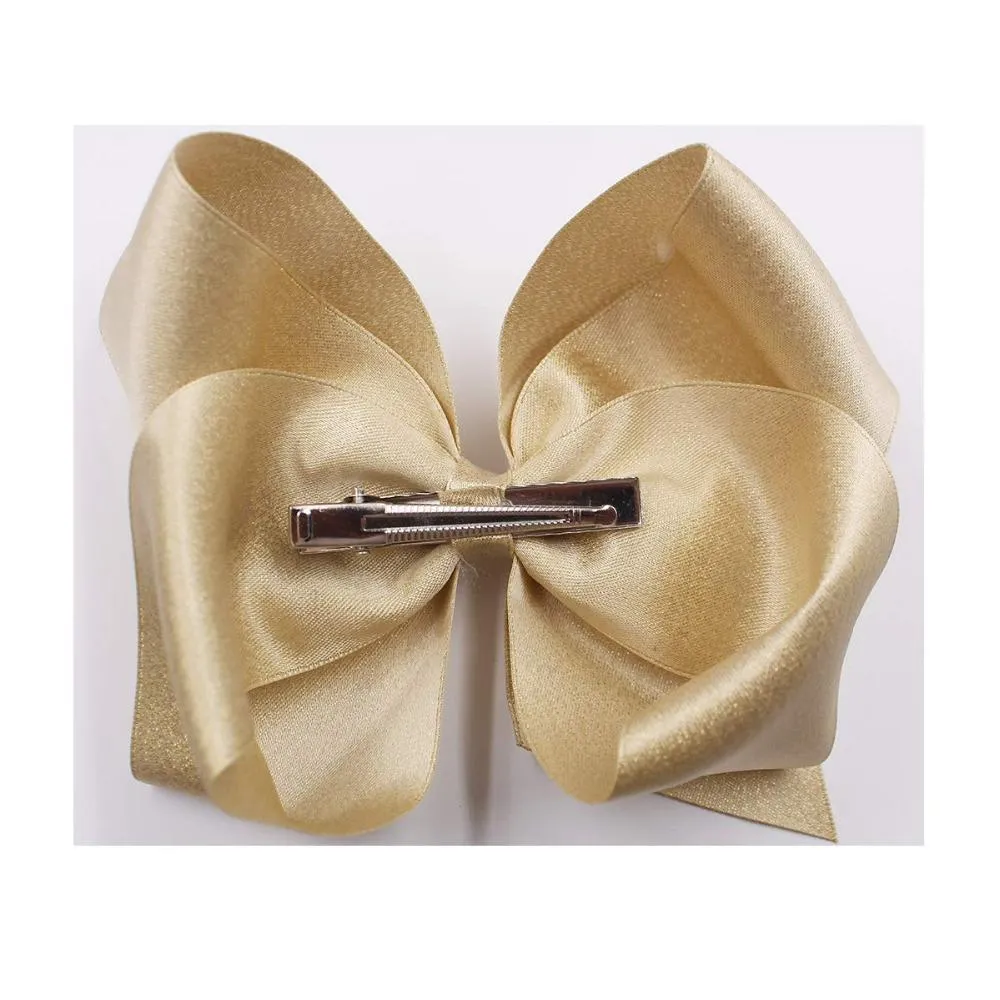 Lot de 20 nœuds en ruban gros-grain pailleté scintillant de 6 pouces avec pinces à cheveux en crocodile pour filles, enfants et adolescents_voghion.com