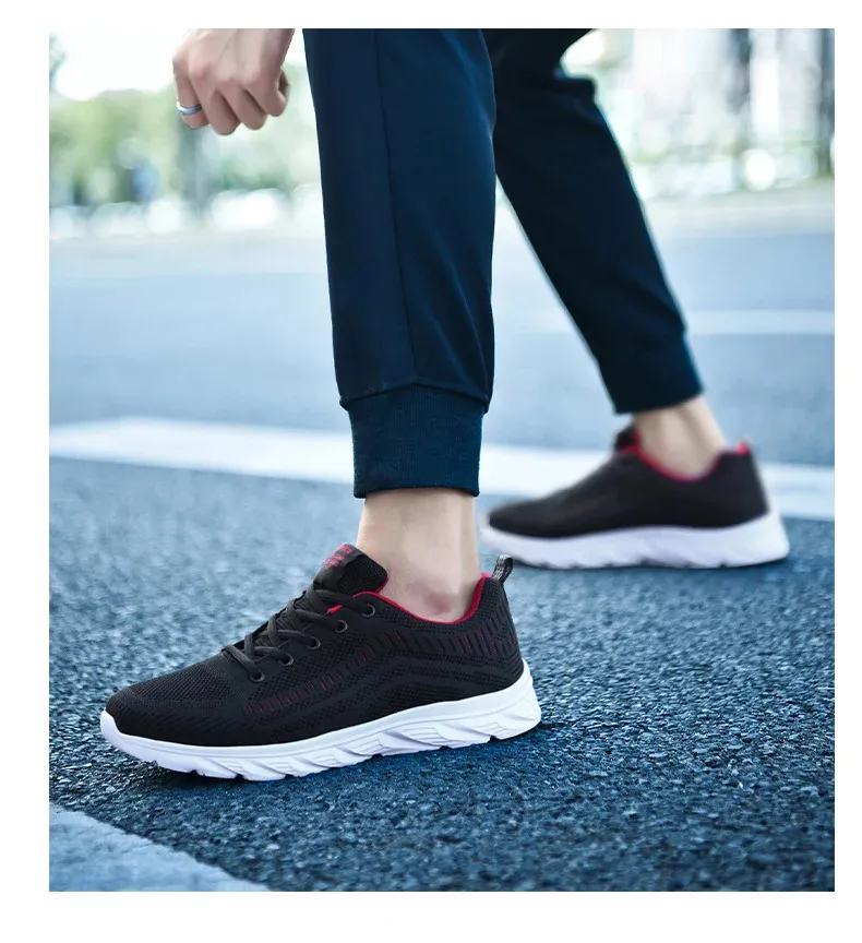 Zapatillas de deporte de punto con cordones para hombre y mujer, informales, atléticas, para correr, caminar, gimnasio, deportes al aire libre, transpirables_voghion.com