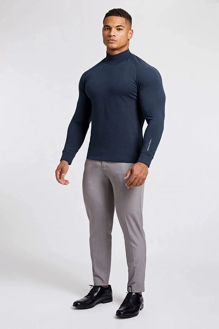 Efterårs- og vintersport Langærmede Mænd Løs Hurtigtørrende T Løbe Basketball Træning Elastisk Bodyfitting Fitness Tøj_voghion.com