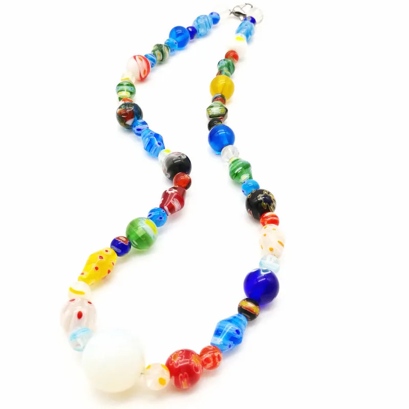 Ketten Mode Rad Millefiori Murano Glas Halskette 6-14mm_voghion.com