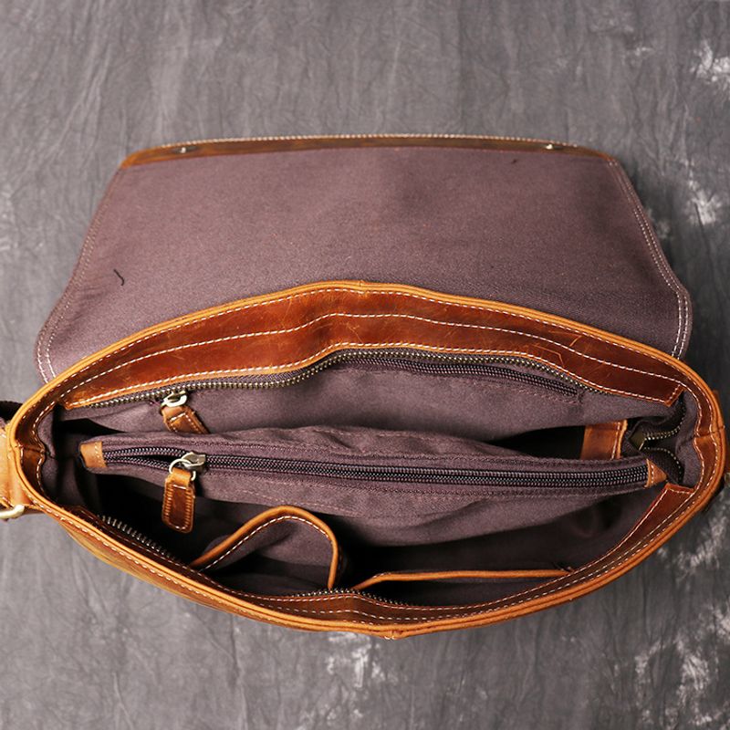 Neue Retro-Umhängetasche Leder für Herren, Umhängetasche aus Crazy Horse-Leder, große A4-Aktentasche, modisch, neutral_voghion.com
