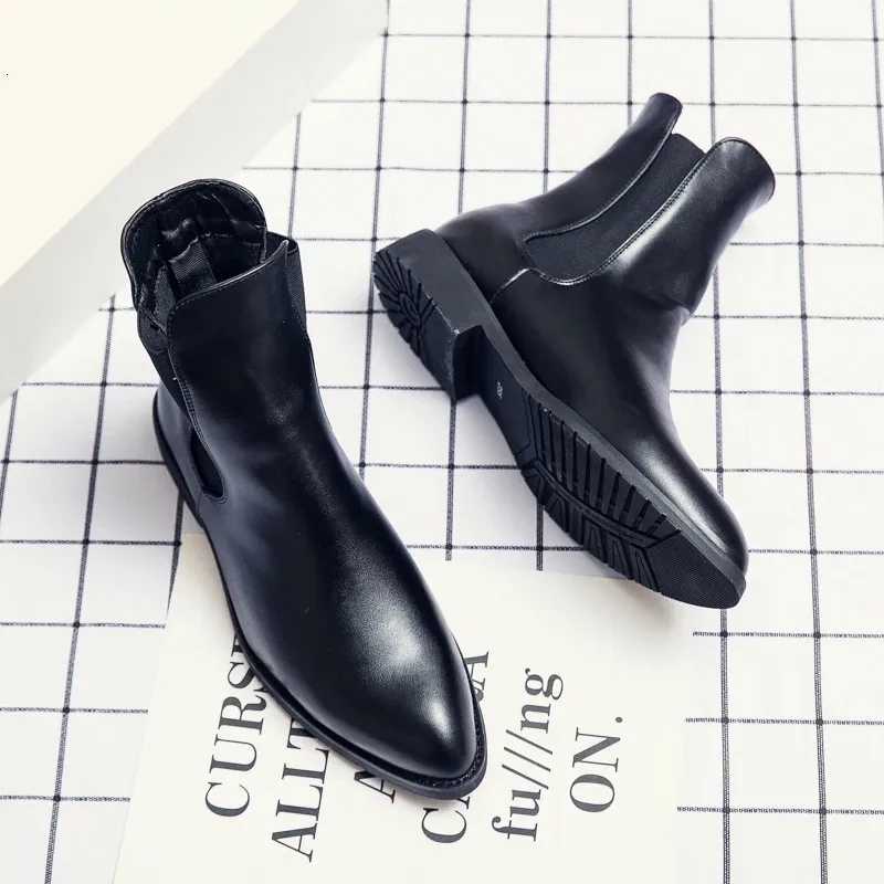 Mens Fashion Casual Ankle Leather Men Comfy Slip-on Winter Shoes Male Boots Big Size 38-48 240629_voghion.com