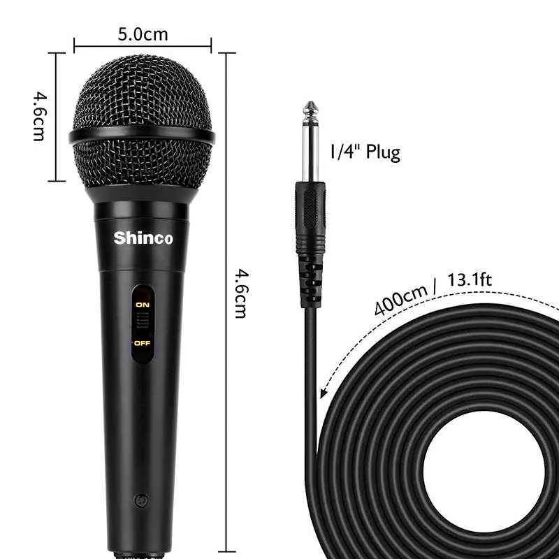Microphones Shinco 4M Cable Dynamic Microphone For Singing Metal Handheld Mic Compatible With Karaoke Hine Speaker Amp_voghion.com