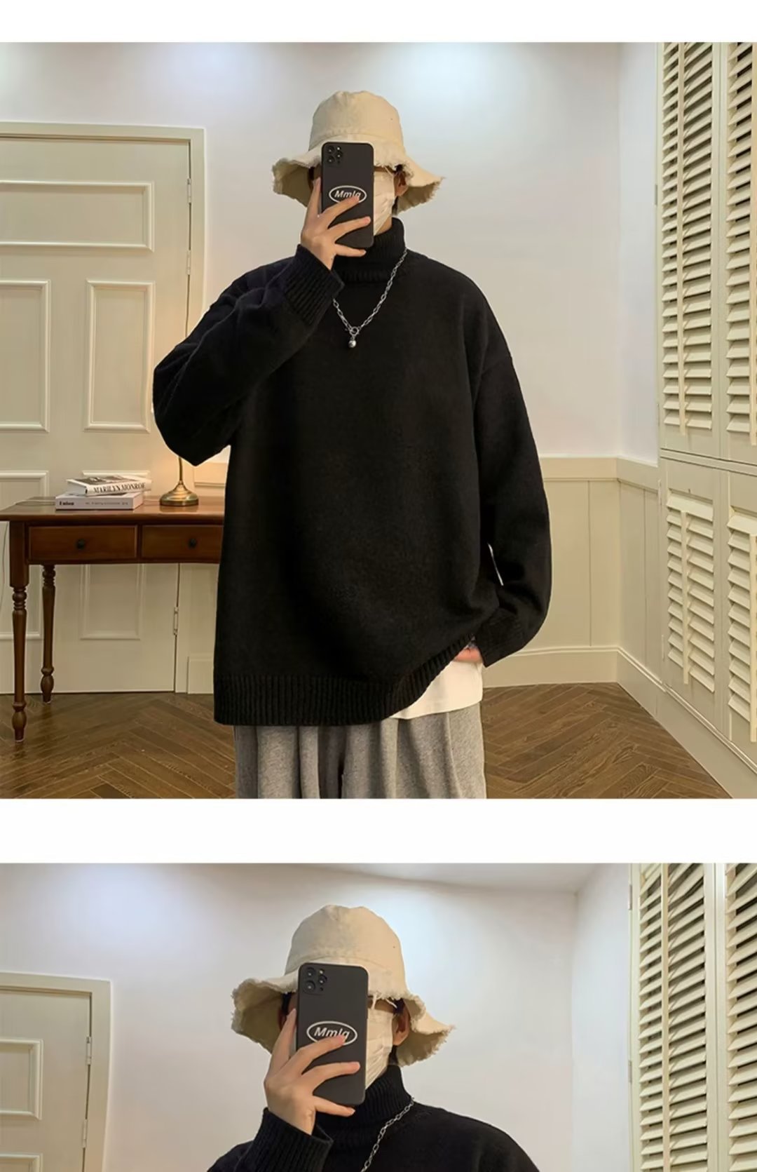 Herrenbekleidung Einfarbig Jungen Rollkragen Trend Herbst Und Winter Warm Mit Lockerem Lässigem All-Match-Strick_voghion.com