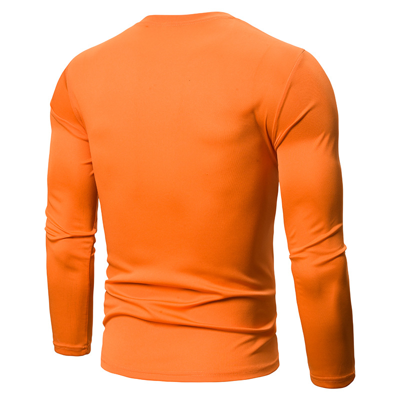 2024 Autumn New Long Sleeved Patchwork Round Neck Men's T-shirt European Size Slim Fit Casual Top_viptrois.com
