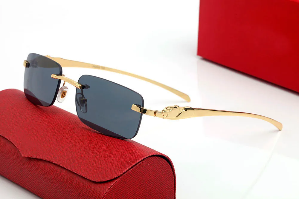 Dizajnerske sunčane naočale s leopard glavom, kvadratne, gradijentne leće, muške i ženske modne naočale, zlatni sier metalni okvir, bez okvira_voghion.com
