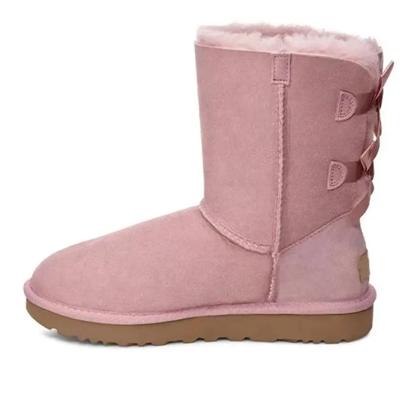 Boots Australia Designer Womens Girls Ankle Winter Snow Boot Slip-On fur Leather Ladies Booties Bailey Bow Chesut Black_voghion.com