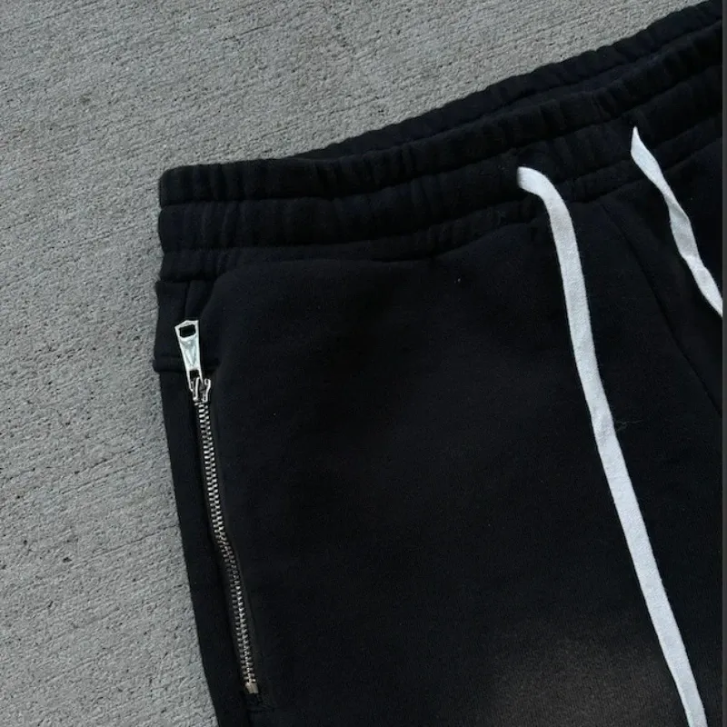 Pantaloni da uomo Y2K, retrò, larghi, gotici, casual, con cerniera, decorazione, hip hop, punk, streetwear, oversize, in cotone, dritti_voghion.com
