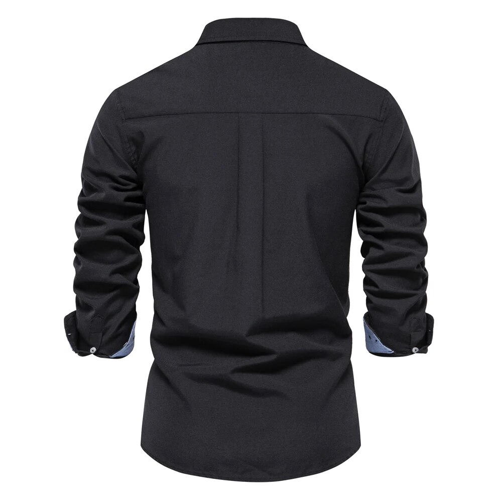 Camicia casual uomo in cotone oxford maniche lunghe business_voghion.com