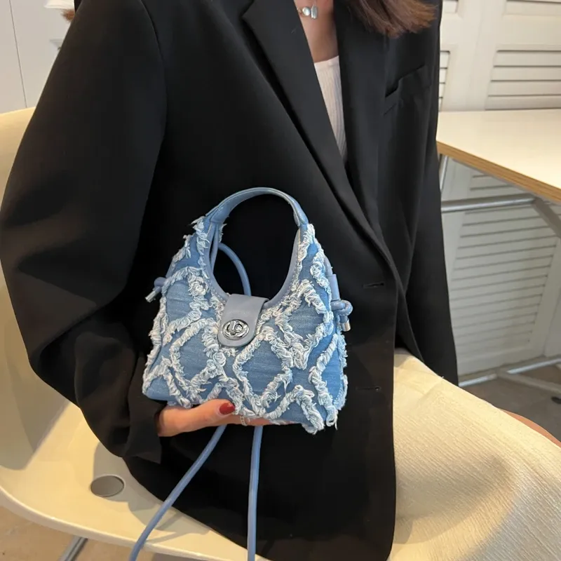 Hobo měkká džínová taška přes rameno malá crossbody taška pro ženy značkové módní kabelky totes_voghion.com