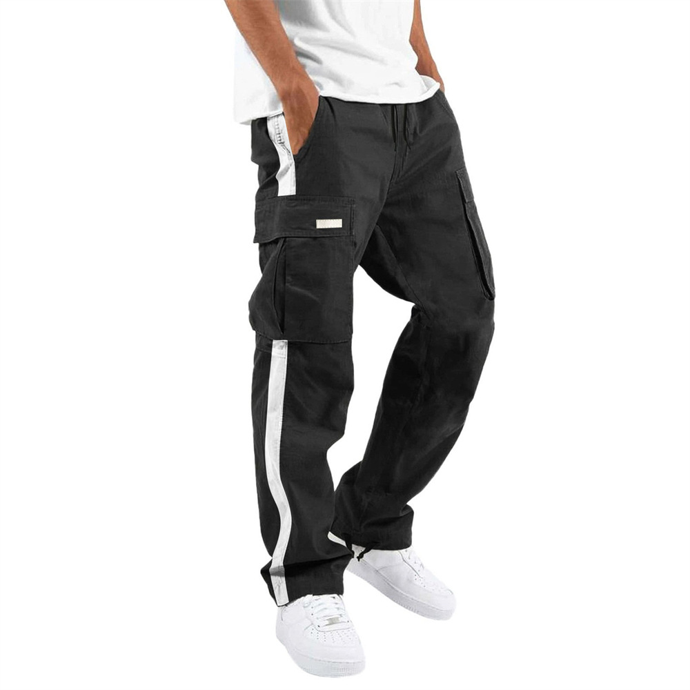 Men's Clothing Drawstring Pocket Color Patchwork Pants_voghion.com