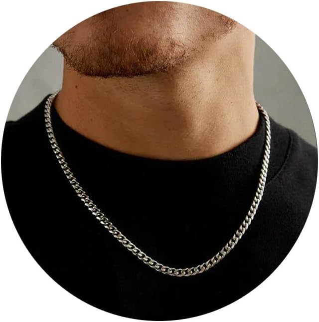 Silver/14K Real Gold Plated Cuban Chain For Men And Boys, Stainless Steel Chain, Robust, Lightfast Necklace, Jewellery Gifts For Him, 16/18/20/22/24"