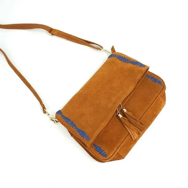 Sac à bandoulière en daim véritable et nubuck pour femme, sac à bandoulière latéral à franges, sac de créateur Za, taille moyenne, élégant au quotidien_voghion.com