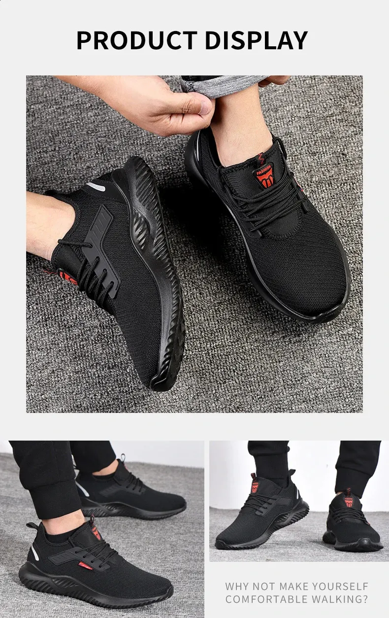 Chaussures de sécurité avec embout en acier, résistantes aux chocs, chaussures de sport légères perforées et non amovibles pour hommes, Direct 250226_voghion.com