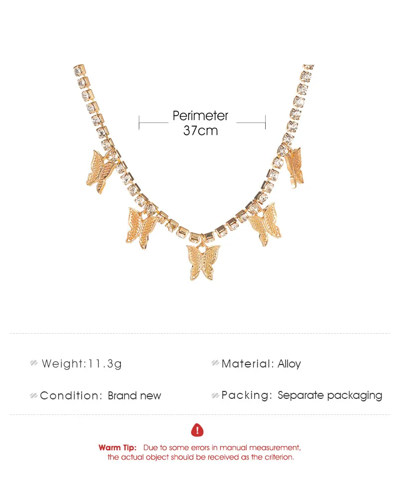 Collane con ciondolo Bohemian Beach Oro Argento Colore Strass Choker per donna Collana a farfalla 2022 Hip-hop Insetto_voghion.com