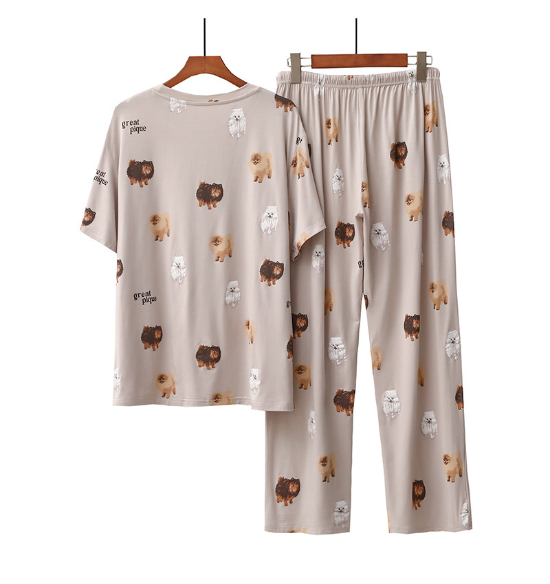 Abbigliamento da donna Modal Ice Cream Donna Cartone animato Pomerania Bichon Carino Stampa Pantaloni a maniche corte Abiti da casa larghi Pigiama_voghion.com