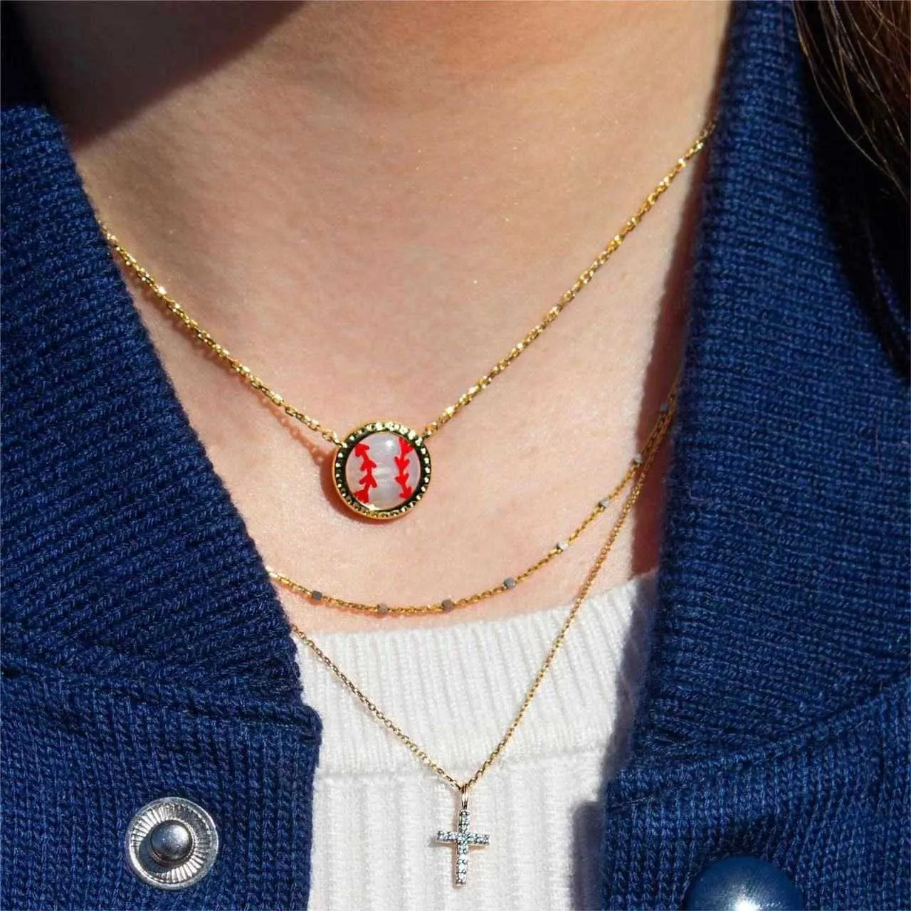Collana con moneta rotonda in resina KS, firmata Kendras Scotts, con catena di gioielli da donna, da calcio, da basket, da baseball_voghion.com