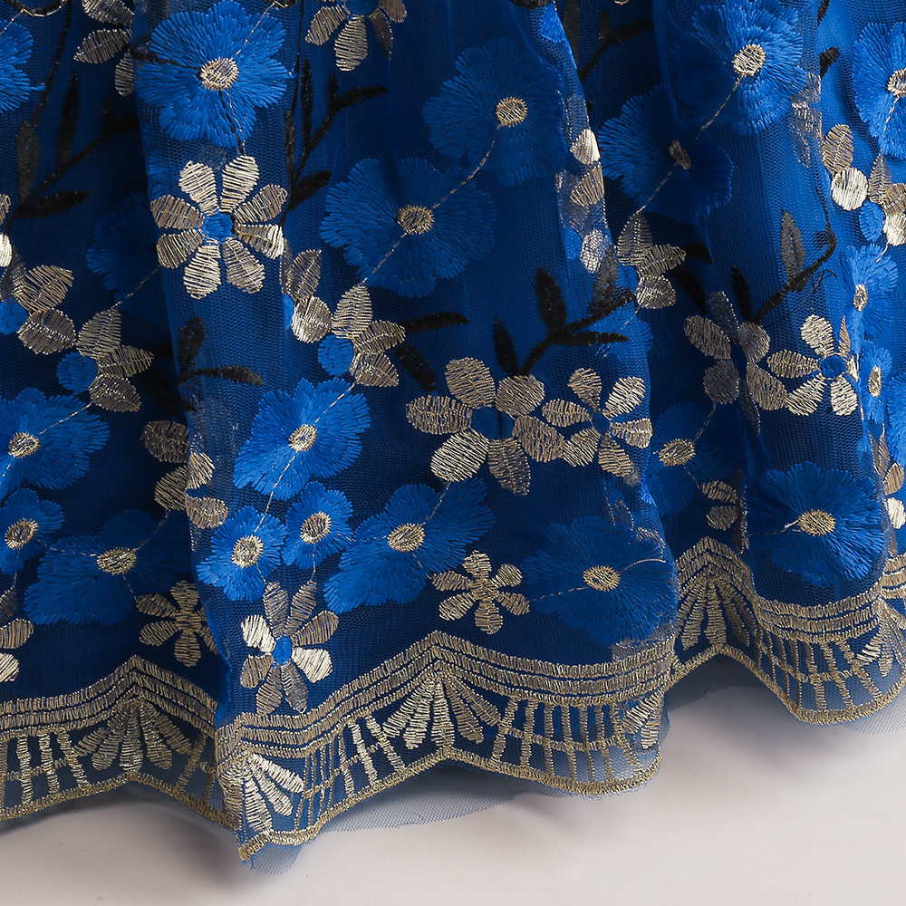 Kinderkleidung neues Mädchenkleid Prinzessinnenkleid mittlerer und großer Kinder besticktes Netzkleid Kinderferienleistungskostüme_voghion.com