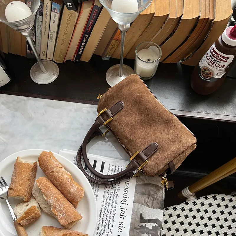 Vintage suède handtas voor dames herfst winter schoudertas elegant_voghion.com