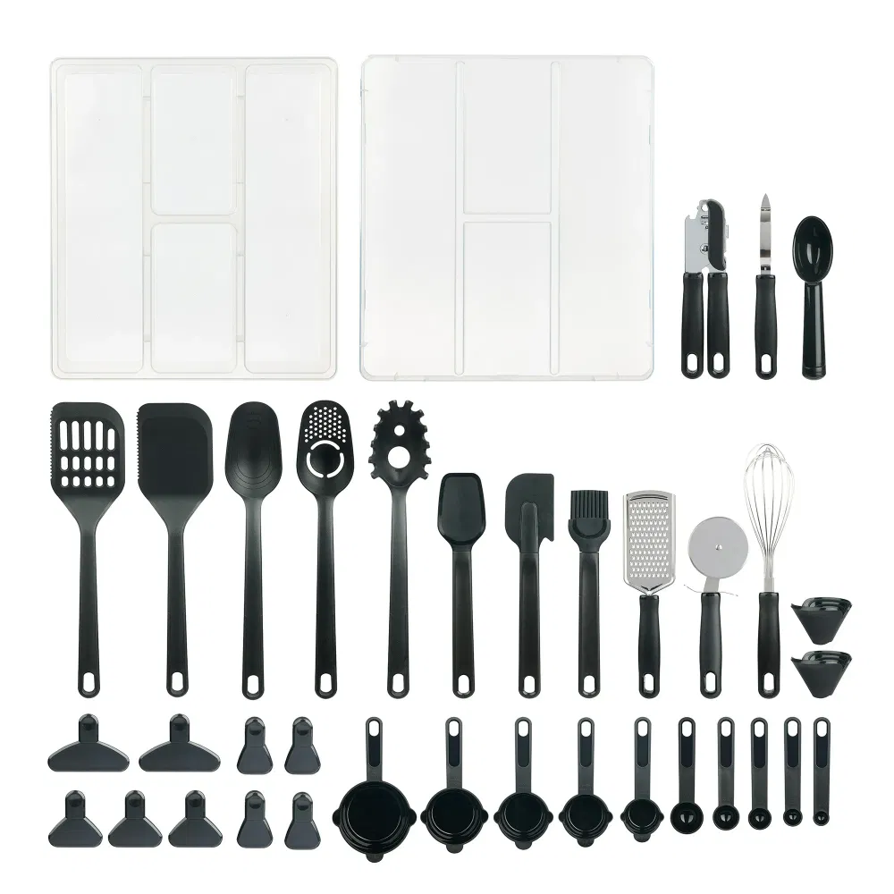 Mainstays 36 Piece Kitchen Gadget Set With Kitchen Cooking Utensils, And Drawer Organizer, Black_voghion.com