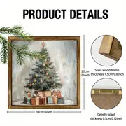Semn rustic din lemn cu model de brad de Crăciun de 20x20 cm - Artă murală vintage cu design rustic pentru casă/birou, ușoară și lustruită, cadou de decor pentru birou de sărbători_voghion.com