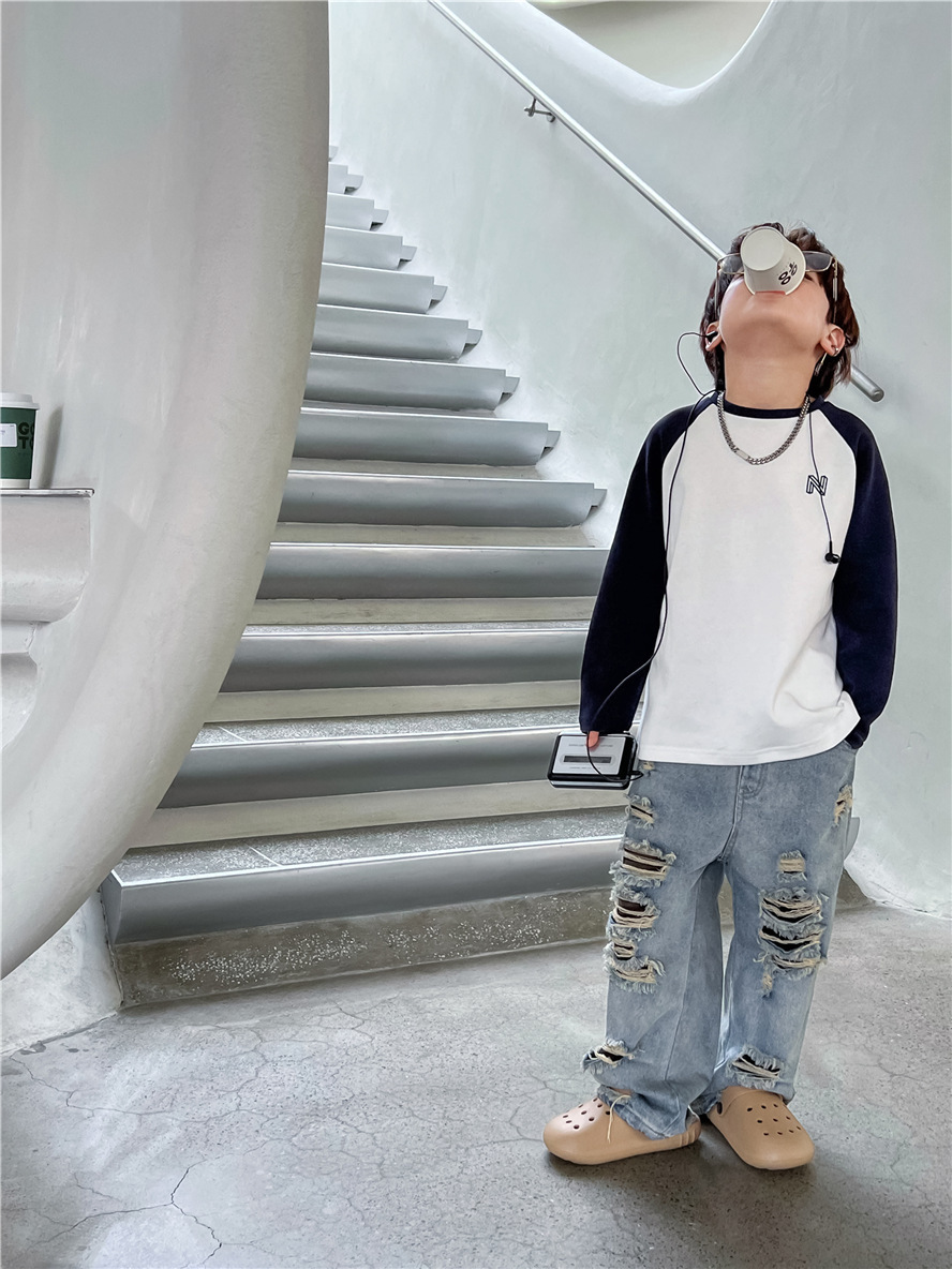 Mutter & Kinder Kinder jeans Jungen mode zerrissene hosen Baby hosen Hipster kinder hosen_voghion.com