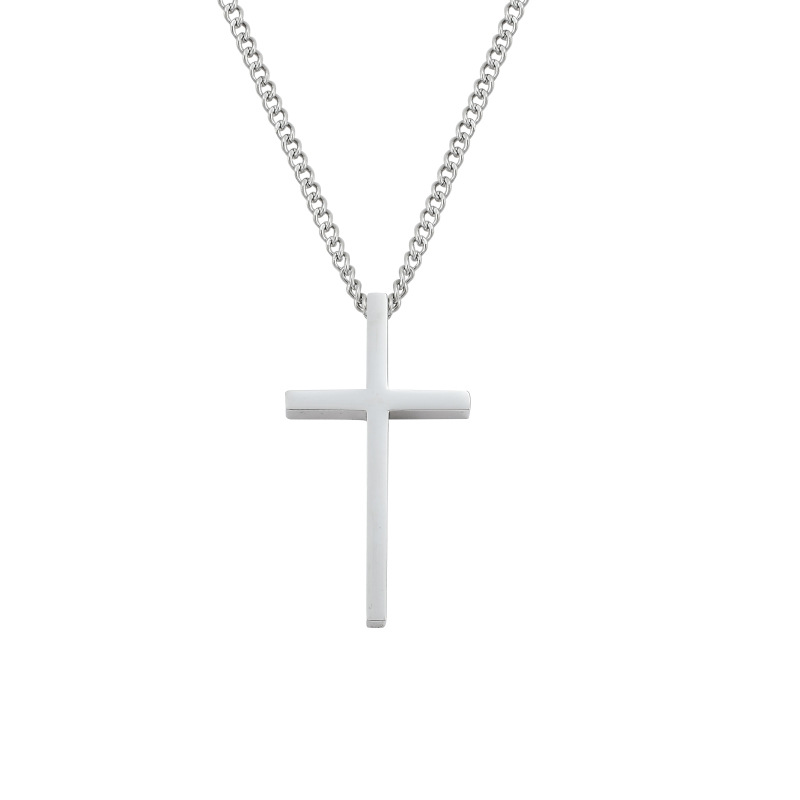 Jewelry Personality Smooth Cross Necklace Ins Men's Trendy Sweater Chain Stainless Steel Pendant