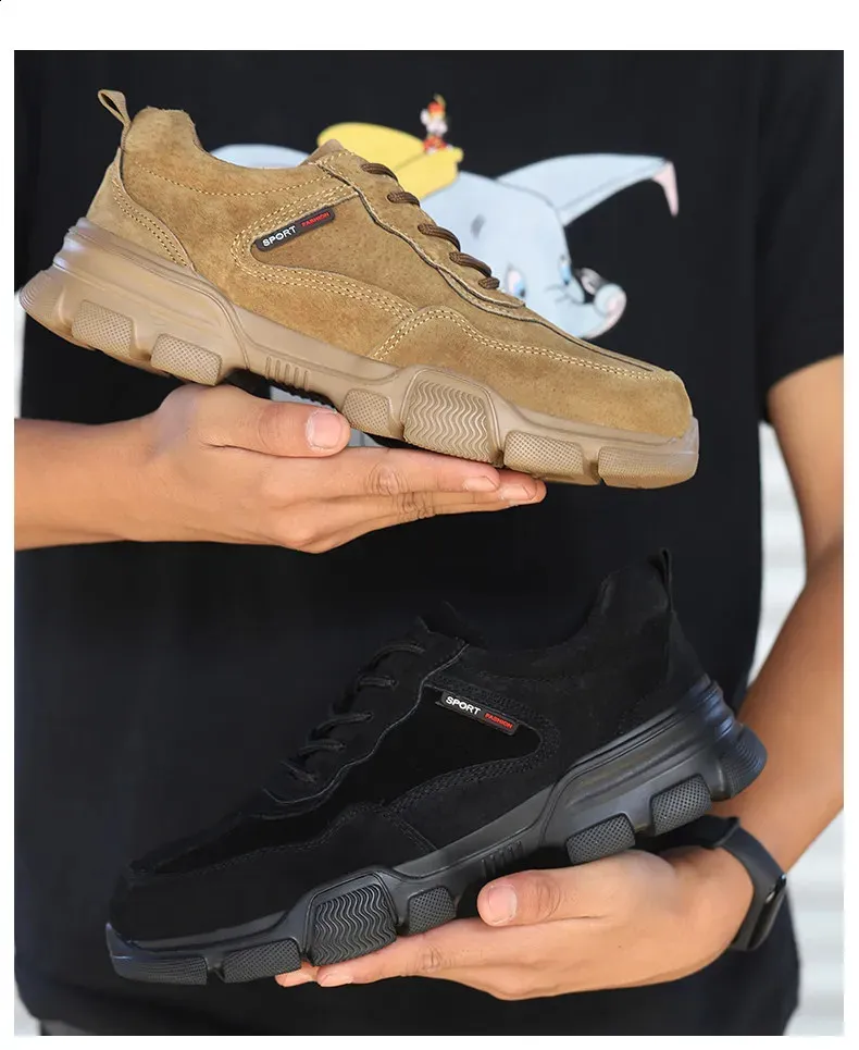 Arbejdssikkerhed Herre slip-on letvægts ståltåkapper, ikke-nedbrydelige, punkteringssikre arbejdssko til mænd_voghion.com