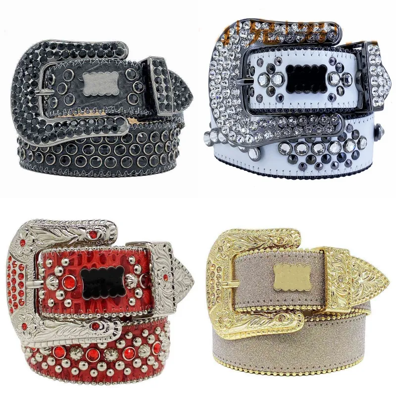 Retro leather Bb belt rhinestone designer mens creative waist wide cinturonesgift full crystal black white belts for_voghion.com
