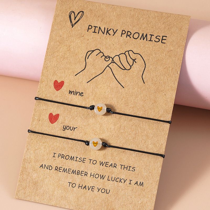 Nuovo semplice luminoso amore fortunato perlina amicizia coppia tirare gancio carta braccialetto regolabile mano corda_voghion.com