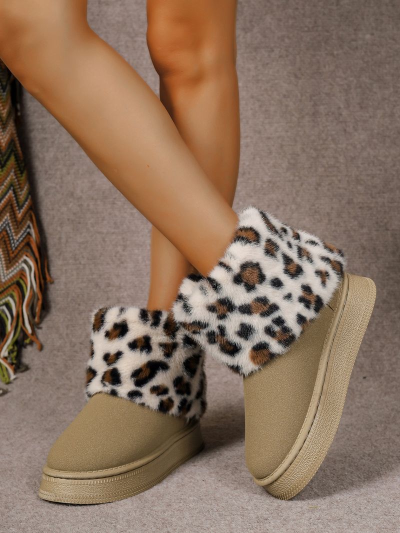2024 neuer Außenhandel große Schnee-Mittelrohr-Oberbekleidung mit dicken Sohlen Damen-Baumwollschuhe warmer Leopardendruck plus Veet_voghion.com