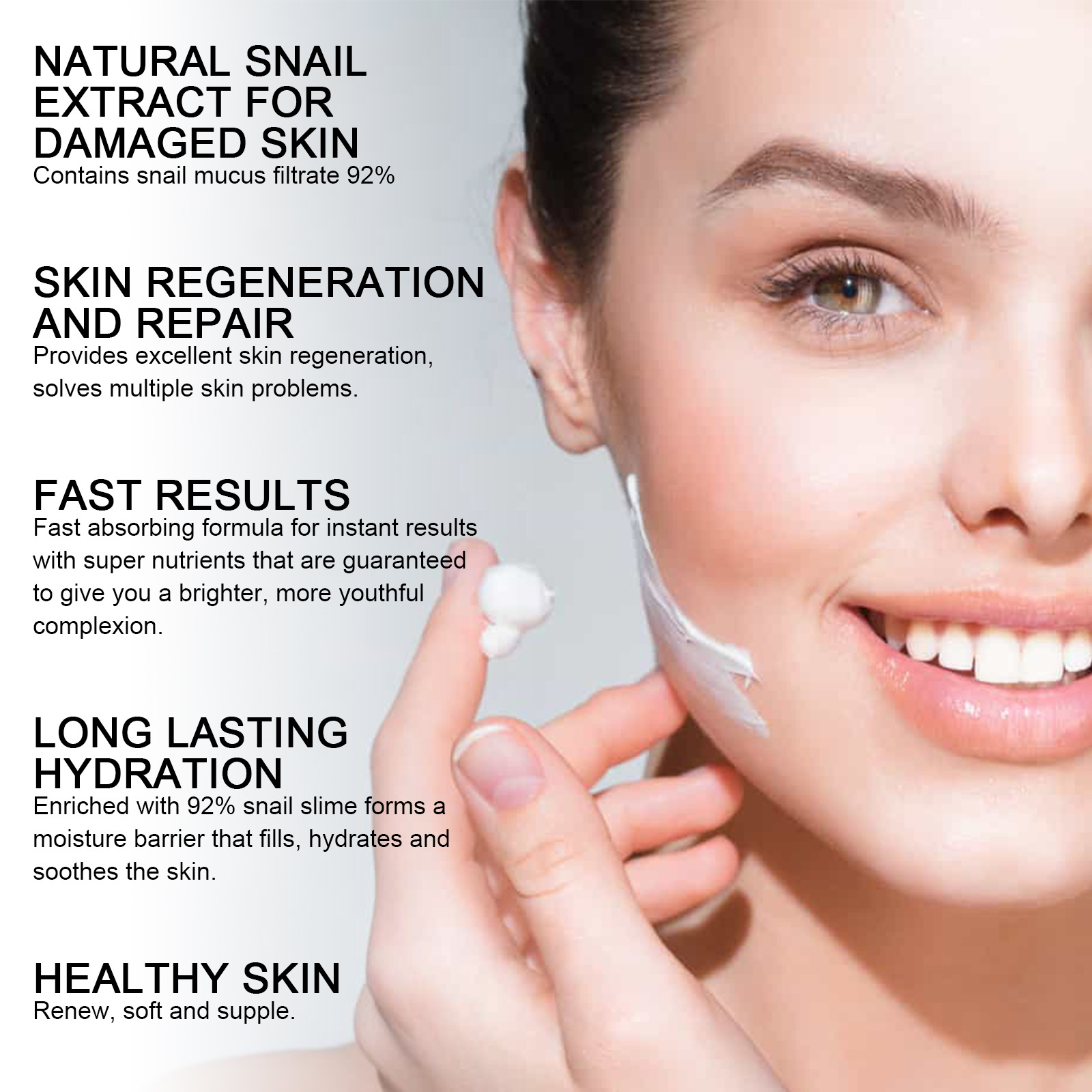 La crème pour le visage à l'escargot OUHOE éclaircit les ridules, hydrate et raffermit la peau, essence anti-âge_voghion.com