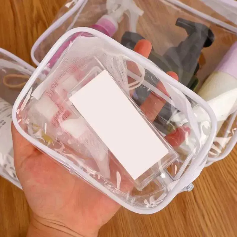 Geantă de depozitare transparentă impermeabilă din PVC, mică, transparentă, pentru machiaj, portabilă, pentru călătorie, pentru curățarea toaletei, Y241023_voghion.com