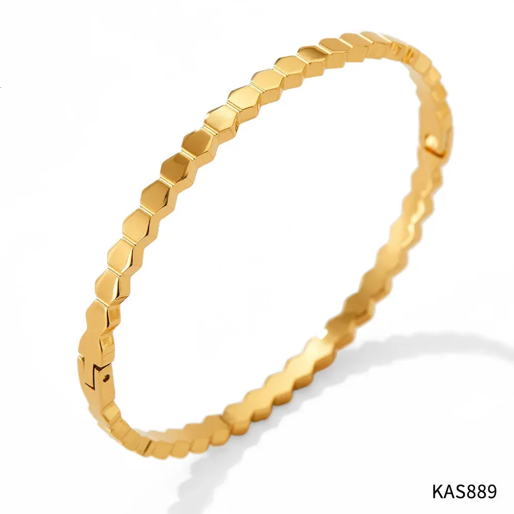 Bangle Bracelet Waterproof White Cubic Zirconia Gold Plated_voghion.com