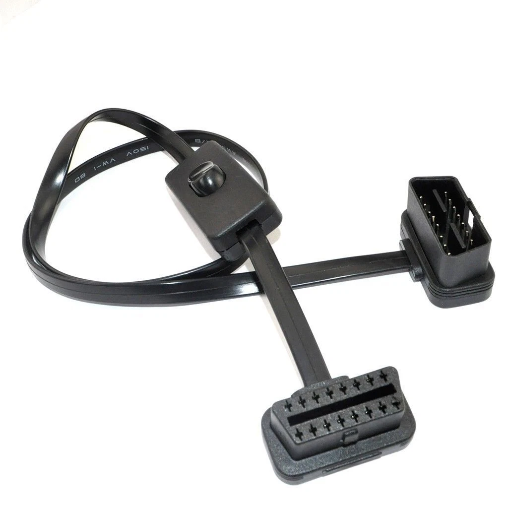 OBD2 II 16-pin Ultra-low Profile Power Switch J1962 M/F Extension Cable -_voghion.com