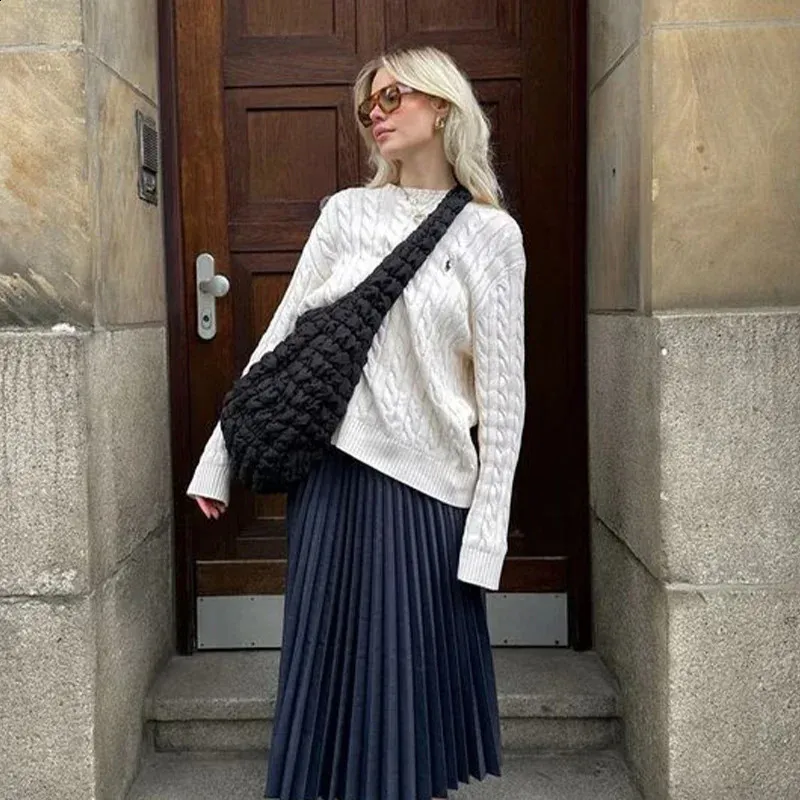 Borsa a tracolla morbida e plissettata con bolle piegate a nuvola Dumpg Borsa a tracolla grande capacità Borsa a mano sottobraccio in cotone Donna 240919_voghion.com