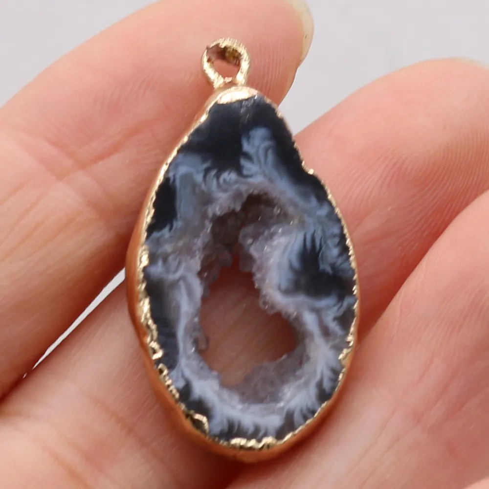 Collane con ciondolo in pietra naturale Druzy irregolari per donne Gioielli fai da te Regalo Dimensioni 15x25-20x30mm_voghion.com