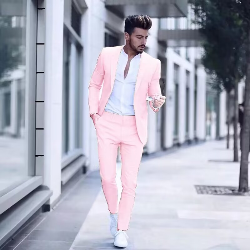 Herrkostym tvådelad slim fit för bröllop och affärer_voghion.com