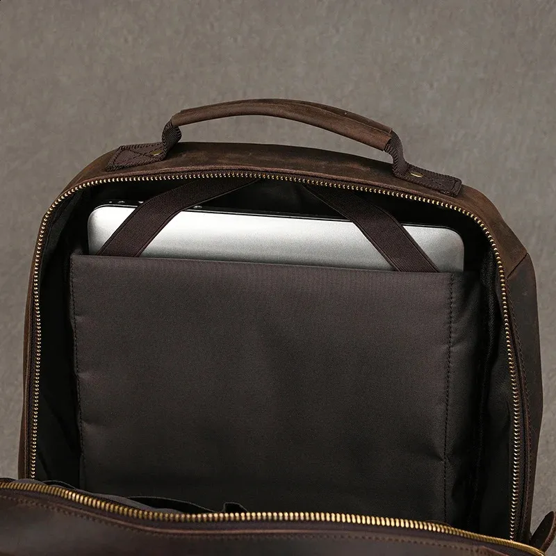 Zaino vintage Crazy Horse autentico da uomo, 14 pollici, per laptop, da lavoro, da donna, in pelle, per la scuola, grande, da viaggio_voghion.com