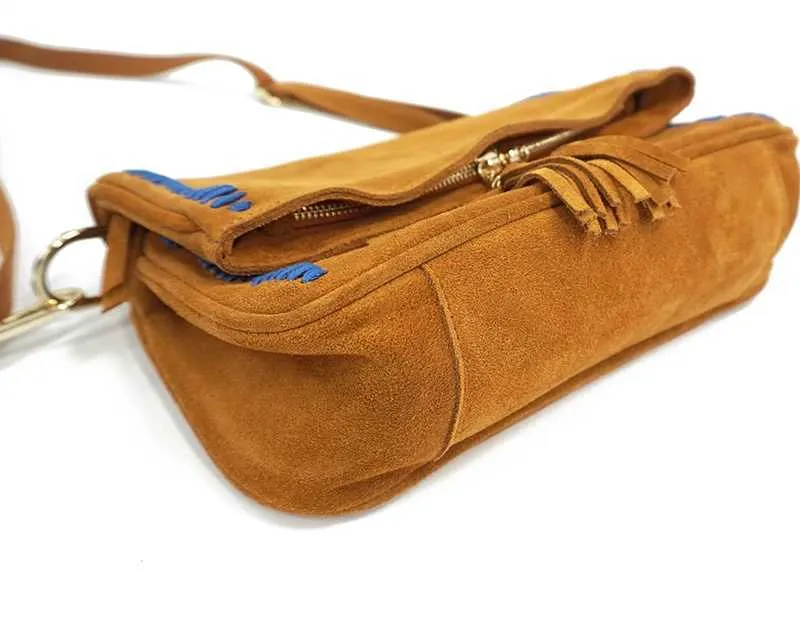 Sac à bandoulière en daim véritable et nubuck pour femme, sac à bandoulière latéral à franges, sac de créateur Za, taille moyenne, élégant au quotidien_voghion.com