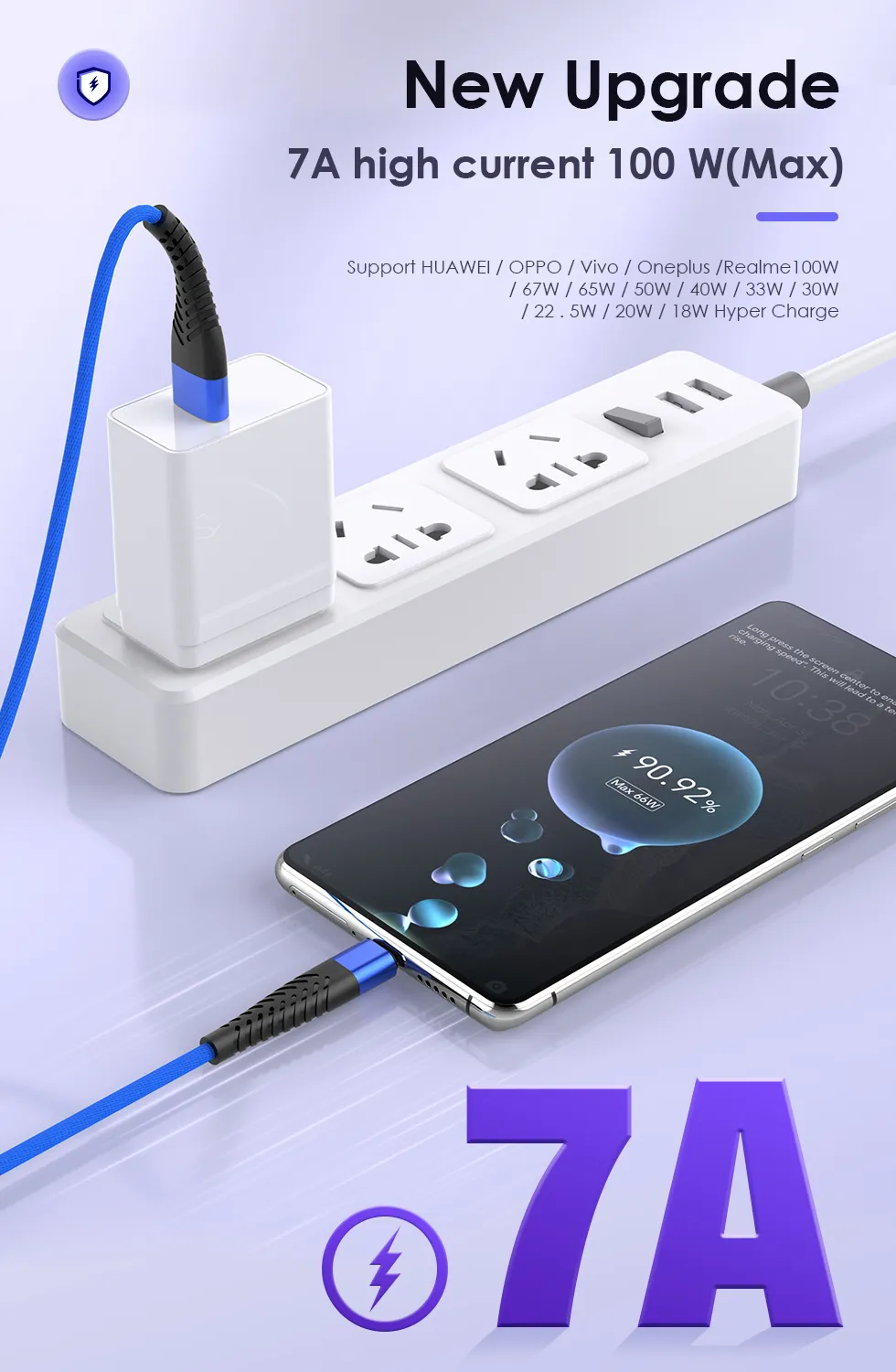 100W 7A Typ C USB Fast Charging For Samsung Xiaomi Huawi Onplus Rdmi Data Wir Mobil Phon Chargr Cord Typ-C_voghion.com