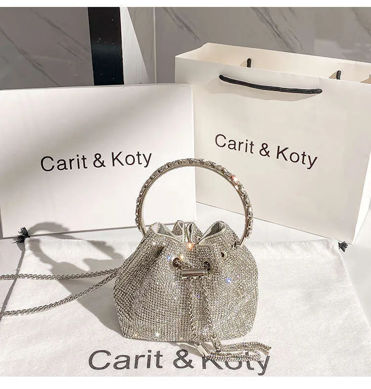 Rhies Dia Evening Clutch Designer Metal Ring Borsa da donna Borsa da sposa Borsa a secchiello Borsa a tracolla_voghion.com