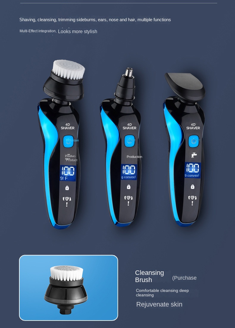 Electric Shaver 4D For Men Electric Hair Clipper USB Rechargeable Professional Hair Trimmer Hair Cutter_voghion.com