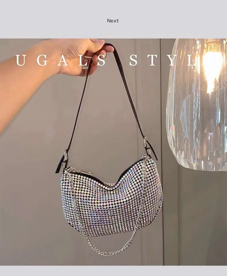 Crystal Rhie Dia Fashion Half Moon Borsa da donna Bg Shiny Even Wedd Party Clutch Borsa a tracolla Street_voghion.com