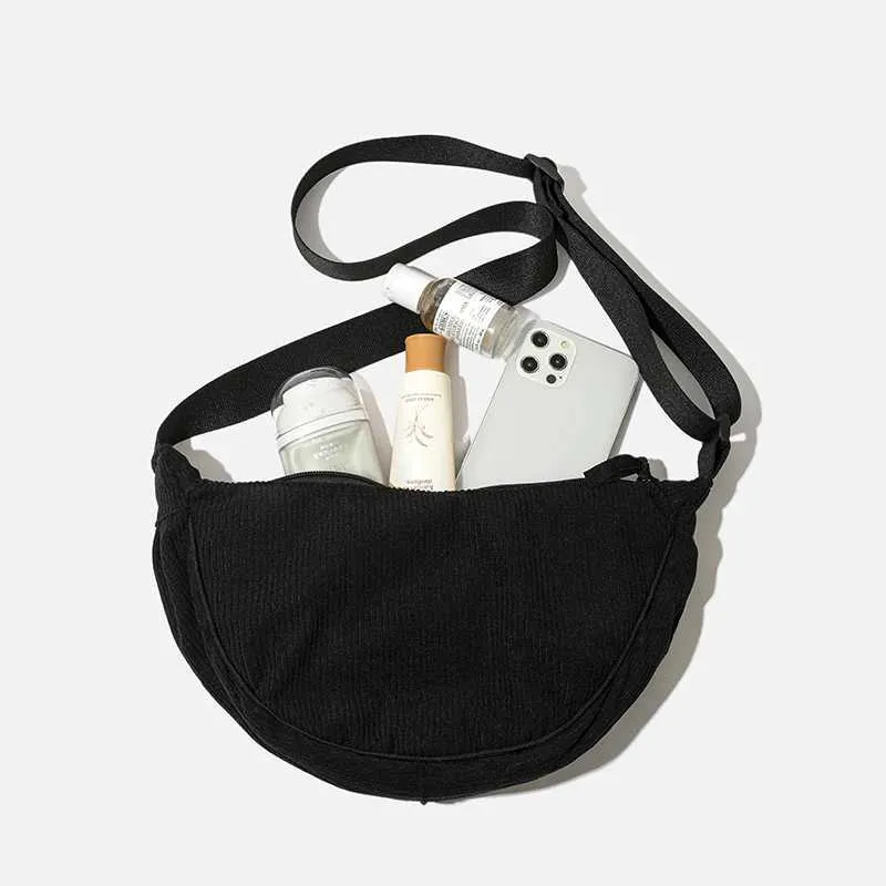 Borsa a tracolla Hobos da donna in velluto a coste tinta unita, retrò, casual, da donna, da viaggio quotidiano, da donna, messenger_voghion.com