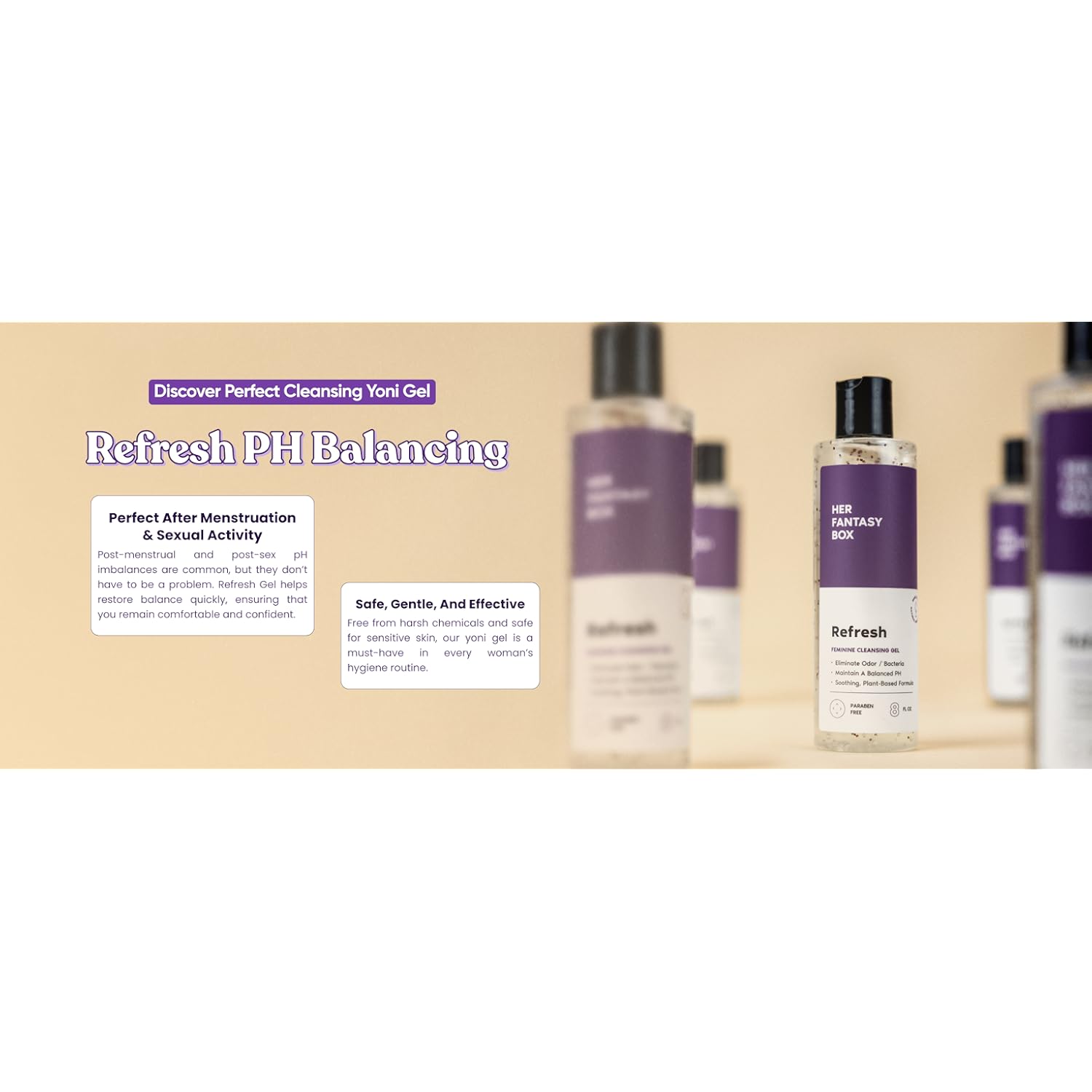 Novo Her Fantasy Box Refresh pH Balancing Shower Gel - Solução natural de higiene feminina para limpeza suave, controle de odores e nutrição da pele_voghion.com