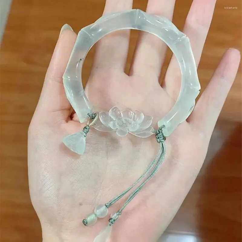 Brazalete antiguo de loto de 58 mm, estilo nacional chino de moda antigua, luz de luna blanca_voghion.com