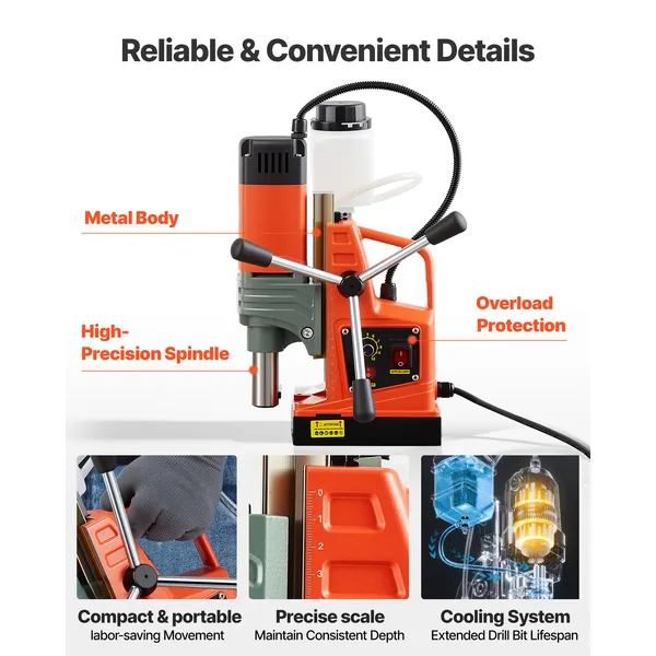 Magnetic Drill Press With Weldon Shank And Adjustable Speed_voghion.com